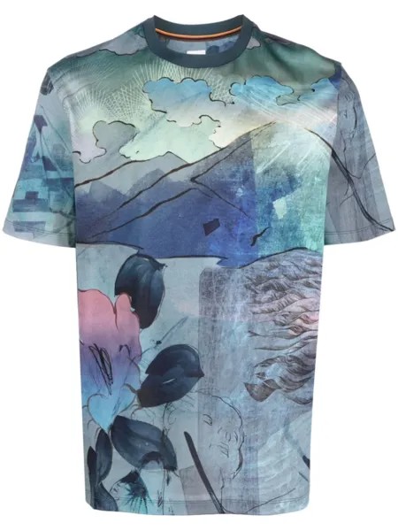 Paul Smith футболка с принтом Narcissus, синий