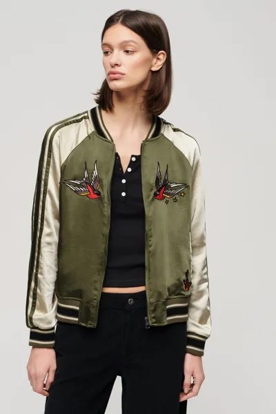 Бомбер Suikajan с вышивкой Superdry, зеленый