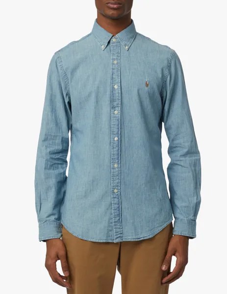 Спортивная рубашка из шамбре приталенного кроя Ralph Lauren, цвет Chambray