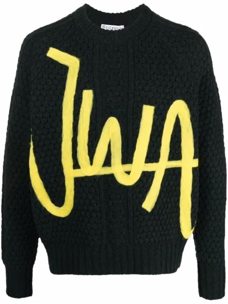 JW Anderson джемпер вязки интарсия с логотипом, черный