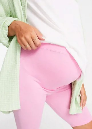 Розовые укороченные леггинсы из хлопка с посадкой над животом от комплекта ASOS DESIGN Maternity-Розовый цвет