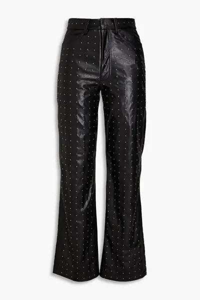 Расклешенные брюки из искусственной кожи с заклепками Rotate Birger Christensen, черный