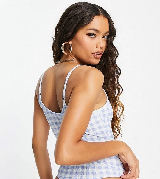 Боди голубого цвета в клетку на бретельках Vero Moda Petite-Multi