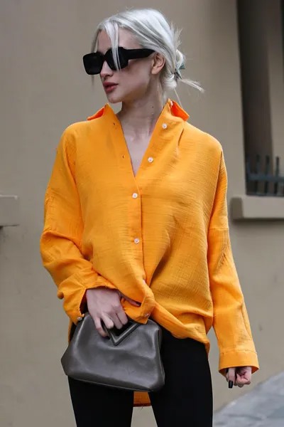 Базовая женская рубашка из муслиновой ткани оранжевого цвета MG1660 MADMEXT