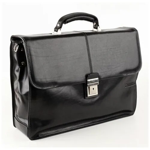 Кожаный портфель с отделением для ноутбука Chiarugi, черный, 4559 nero