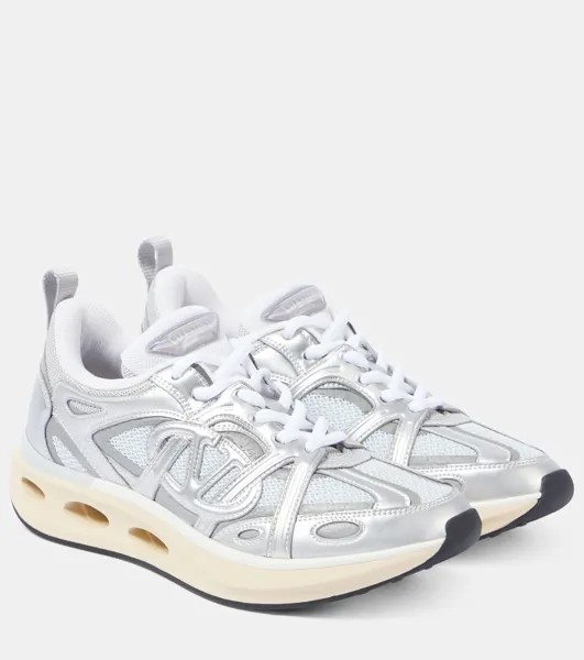 Кроссовки VLogo Easyjog с кожаной отделкой Valentino Garavani, цвет argento/sky sorbet/bianco
