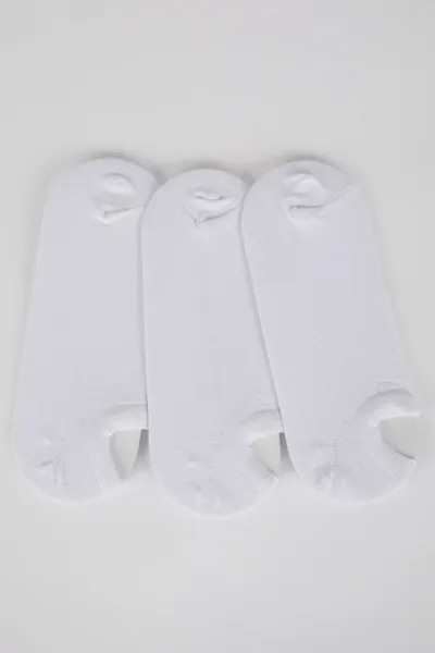 Мужские хлопковые носки-кеды из трех предметов DeFacto, белый