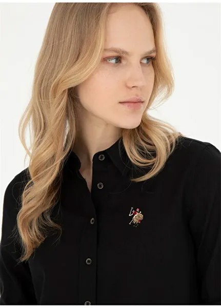 Черная женская льняная рубашка ELMY024Y U.S. Polo Assn., черный