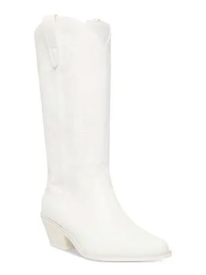 Женские ботинки в стиле вестерн MADDEN GIRL белого цвета с язычками в тон Redford на блочном каблуке, размер 7,5 м