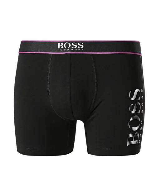 Мужские трусы-боксеры HUGO BOSS с полосатым логотипом черного цвета 50462998 001