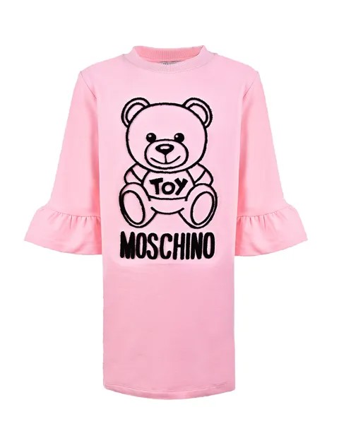 Розовое платье с объемным декором Moschino детское