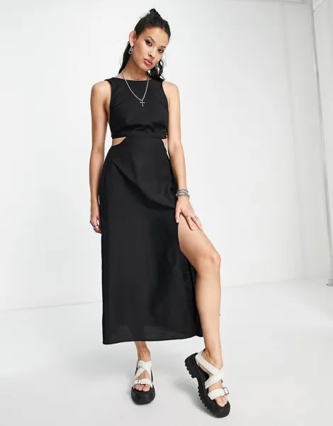 Черный сарафан макси с вырезами на боках ASOS DESIGN