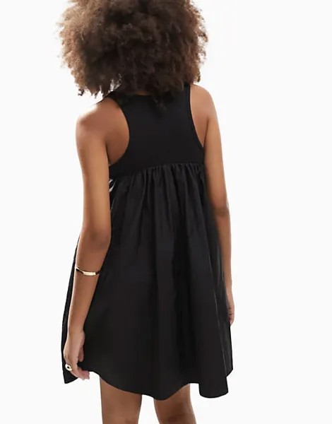 Черное свободное платье мини-платье 2 в 1 с пышной юбкой ASOS DESIGN
