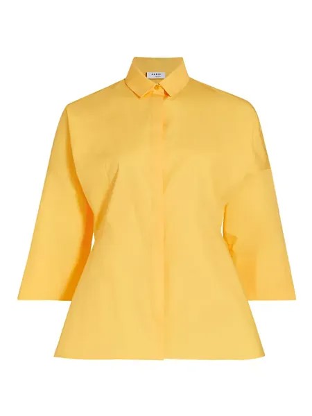 Поплиновая блузка с рукавами-колокольчиками длиной три четверти Akris Punto, желтый