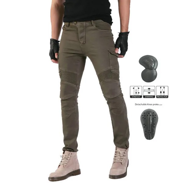 Мужские мотоциклетные брюки, коричневые летние мотоциклетные брюки, джинсы, защитная Экипировка, мужские дорожные брюки для верховой езды