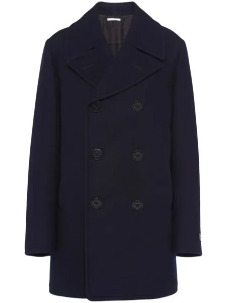 Prada двубортный шерстяной бушлат, синий