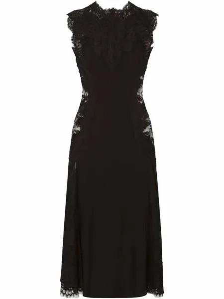 Dolce & Gabbana платье миди с кружевом, черный