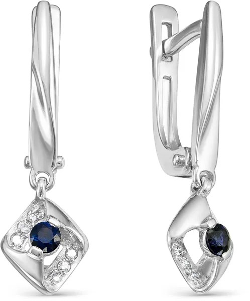 Серьги женские из золота АЛЬКОР 22918-202, сапфир/бриллиант