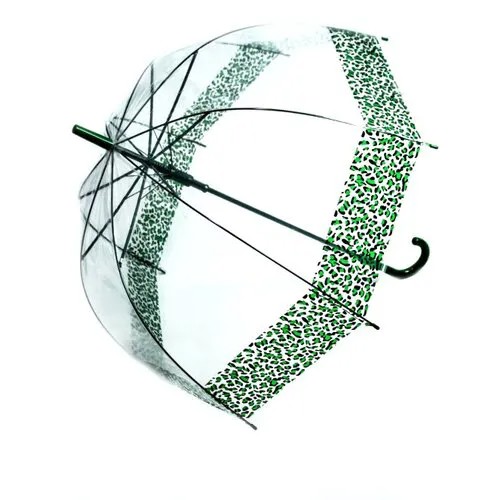 Зонт-трость полуавтомат, купол 80 см., 8 спиц, прозрачный, для женщин, мультиколор