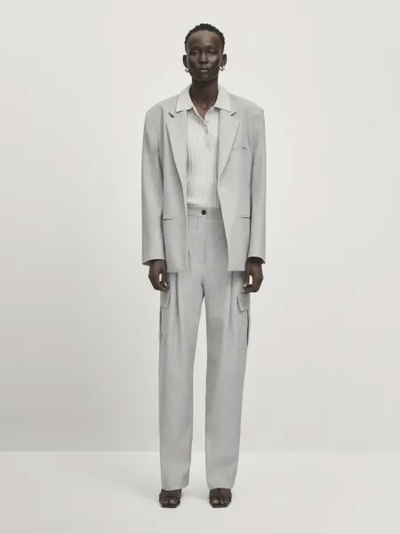 Рубашка-Поло в рубчик - ателье Massimo Dutti, серый