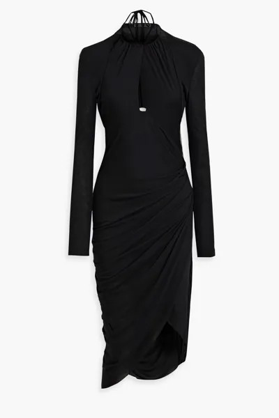 Платье из джерси со сборками и вырезом халтер Helmut Lang, черный