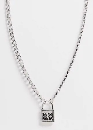 Серебристое ожерелье с навесным замком и надписью RV Reclaimed Vintage Inspired-Серебристый