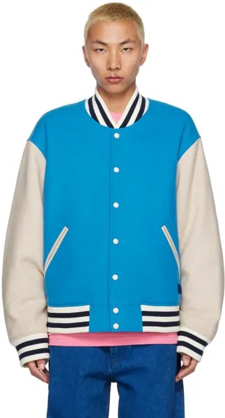 Синий бомбер с цветными блоками Acne Studios