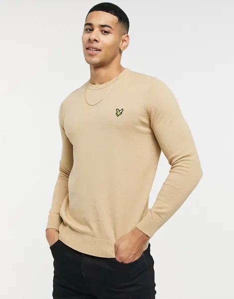 Джемпер с круглым вырезом из мериносовой шерсти светло-бежевого цвета Lyle & Scott-Neutral