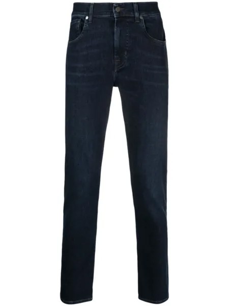 7 For All Mankind узкие джинсы с эффектом потертости и логотипом, синий