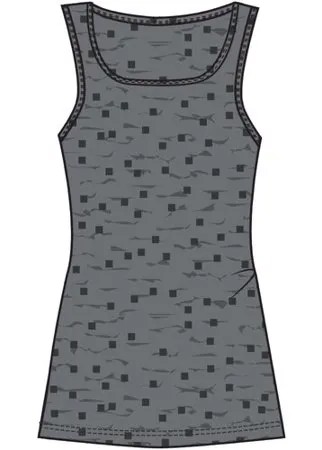 Майка для фитнеса хлопковая эластичная серая с принтом, размер: L, цвет: Серый NYAMBA Х Декатлон