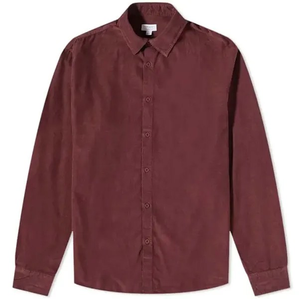 Рубашка Sunspel Corduroy Button Down, темно-бардовый