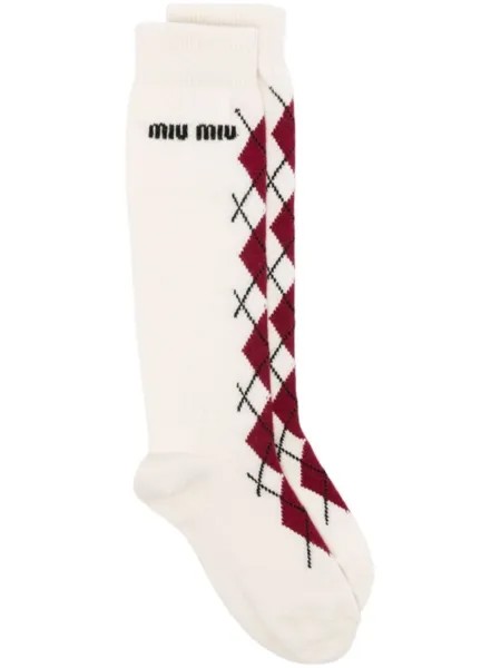 Miu Miu носки с логотипом, белый
