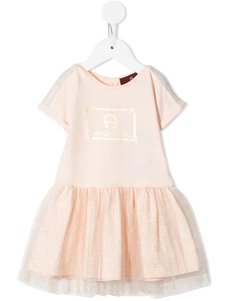 Aigner Kids logo-print smock T-shirt dress