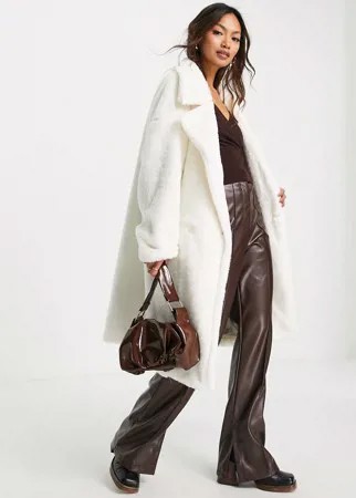 Роскошное плюшевое пальто кремового цвета Gianni Feraud-Белый