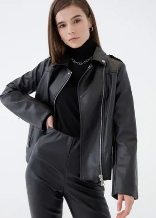 Кожаная куртка женская ZARINA 1123452132 черная 42