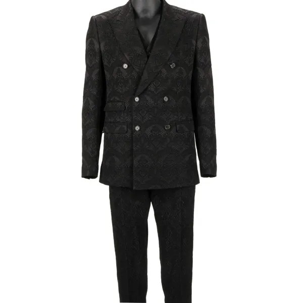 DOLCE - GABBANA Жаккардовый пиджак с цветочным принтом, костюм, жилет, брюки, черный 48 38 M 12728