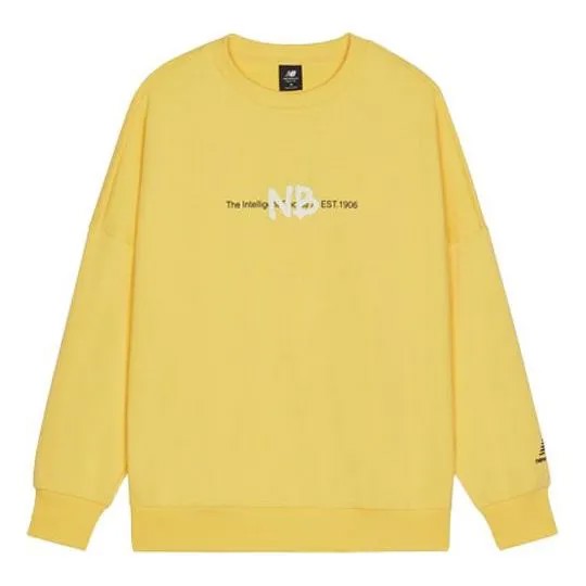 Толстовка New Balance Men's New Balance Logo Printing Knit Sports Round Neck Pullover Yellow, желтый
