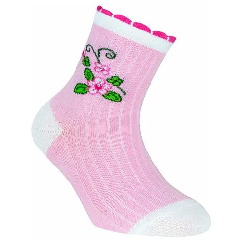Носки Conte-kids tip-top со стразами и люрексом, размер 18, розовый