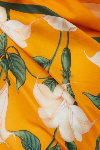 AGUA BY AGUA BENDITA + NET SUSTAIN Парео цвета лаванды из хлопка и шелка с цветочным принтом, апельсин