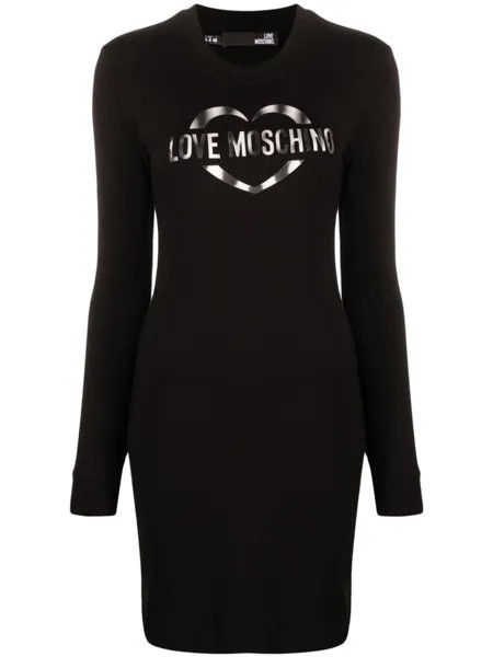Love Moschino платье-толстовка с логотипом, черный