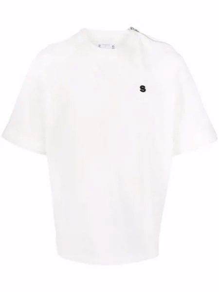 Sacai футболка с молнией и вышитым логотипом