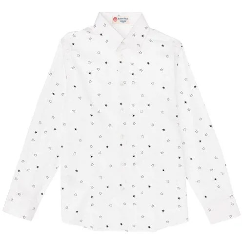 Рубашка приталенная на пуговицах белая Button Blue, для мальчиков, размер 158, мод. 223BBBS23010213