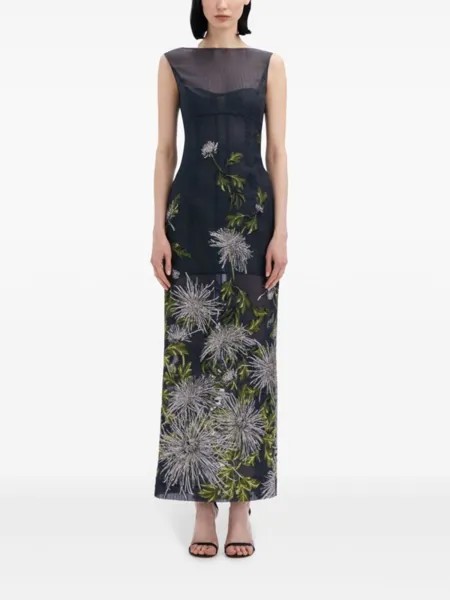 Oscar de la Renta платье Chrysanthemum, серебристый