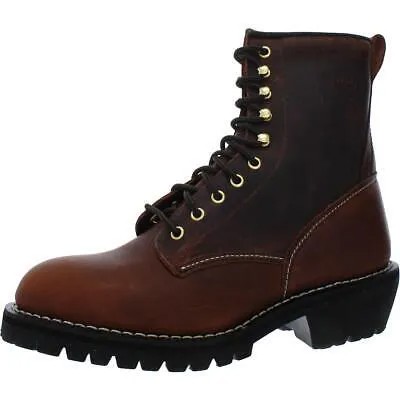 Work America Mens LOGGER Brown Work Boots 10.5 Extra Wide (E+, WW) BHFO 5276