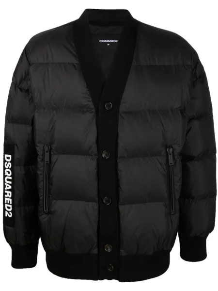 Dsquared2 пуховик с нашивкой-логотипом, черный