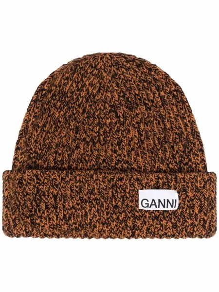 GANNI шапка бини с нашивкой-логотипом
