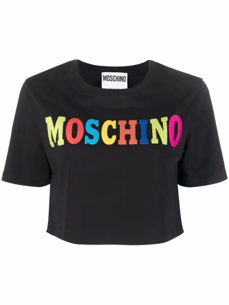 Moschino укороченная футболка с логотипом