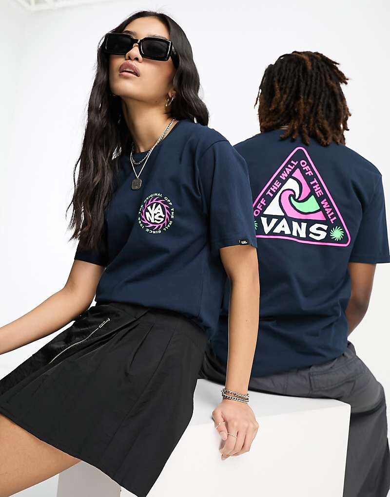 Темно-синяя футболка унисекс Vans – Summer Camp – с принтом на спине
