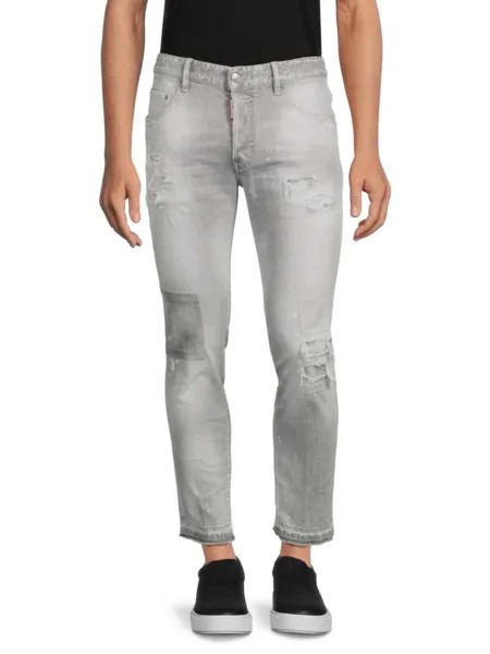 Укороченные рваные джинсы со средней посадкой Dsquared2, цвет Denim