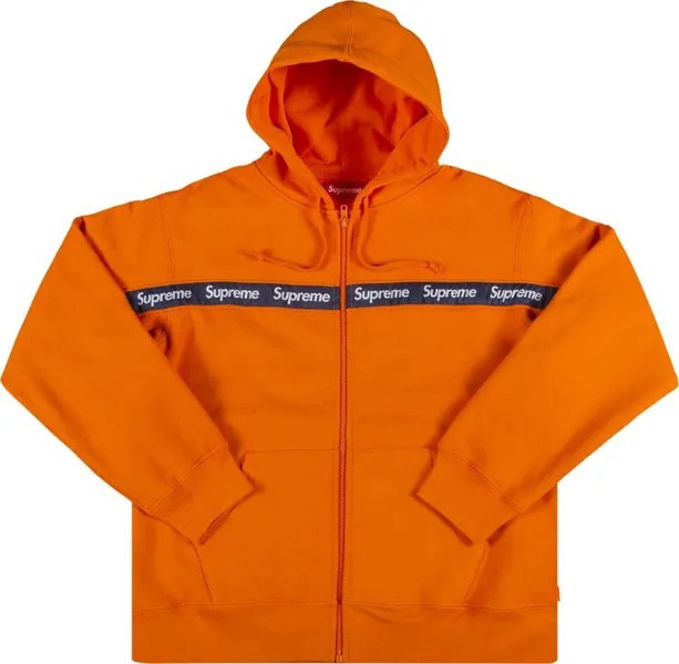 Толстовка Supreme Text Stripe Zip Up Hooded Sweatshirt 'Orange', оранжевый
